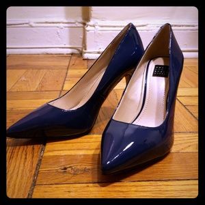 Navy Blue Patent Pumps, 5.5 NWT